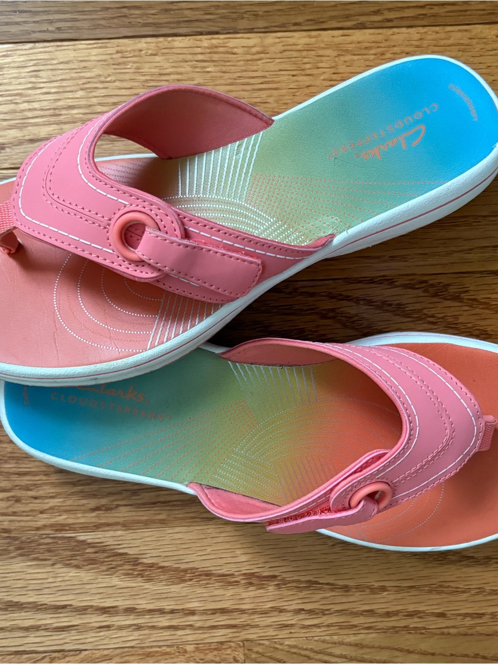 Clarks Coral-Pink Women's Adjustable Thong Sandals